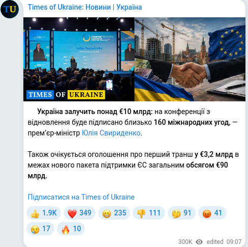 Скріншот Telegram-публікації