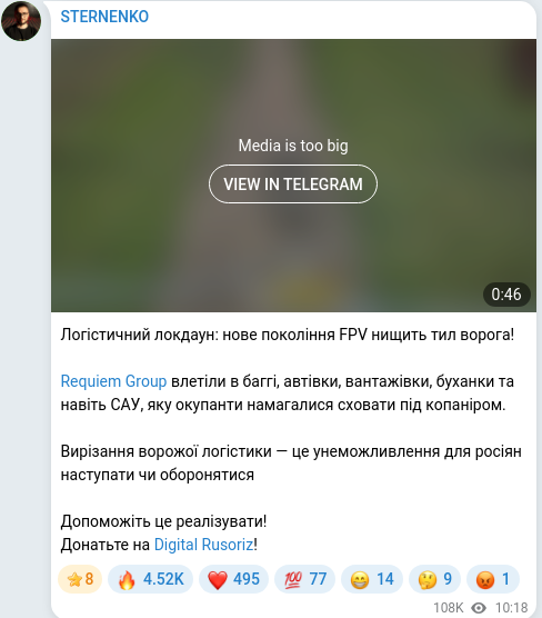 Telegram publication screenshot