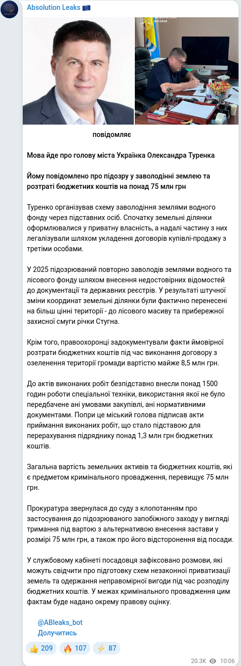 Telegram publication screenshot