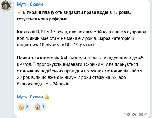 Telegram publication screenshot