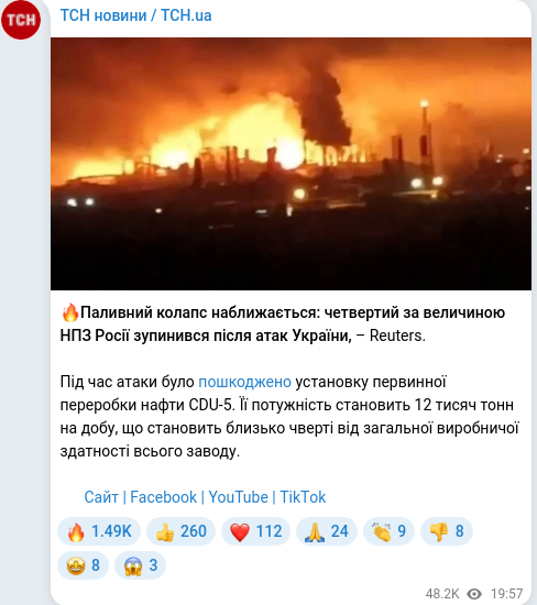 Скріншот Telegram-публікації