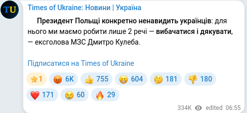 Скріншот Telegram-публікації