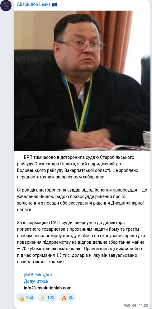Telegram publication screenshot