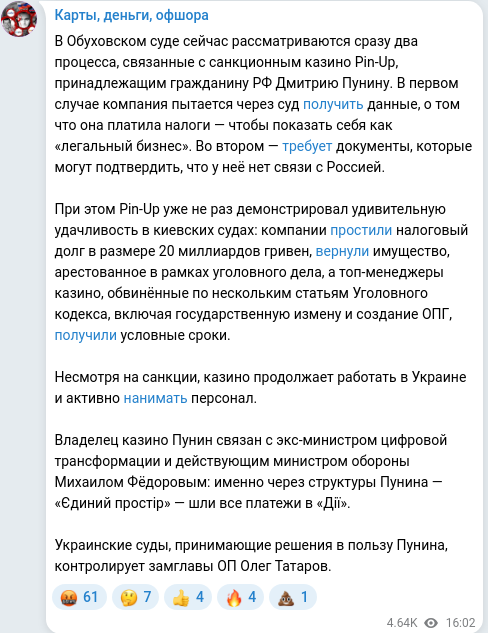 Telegram publication screenshot