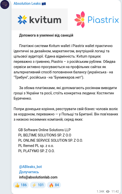 Telegram publication screenshot