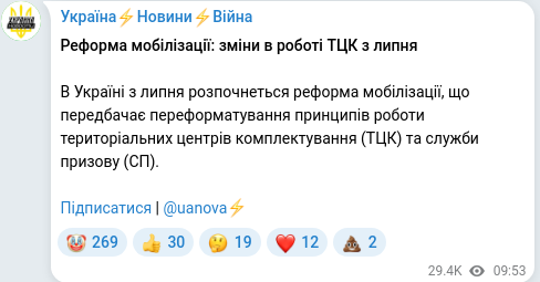 Telegram publication screenshot