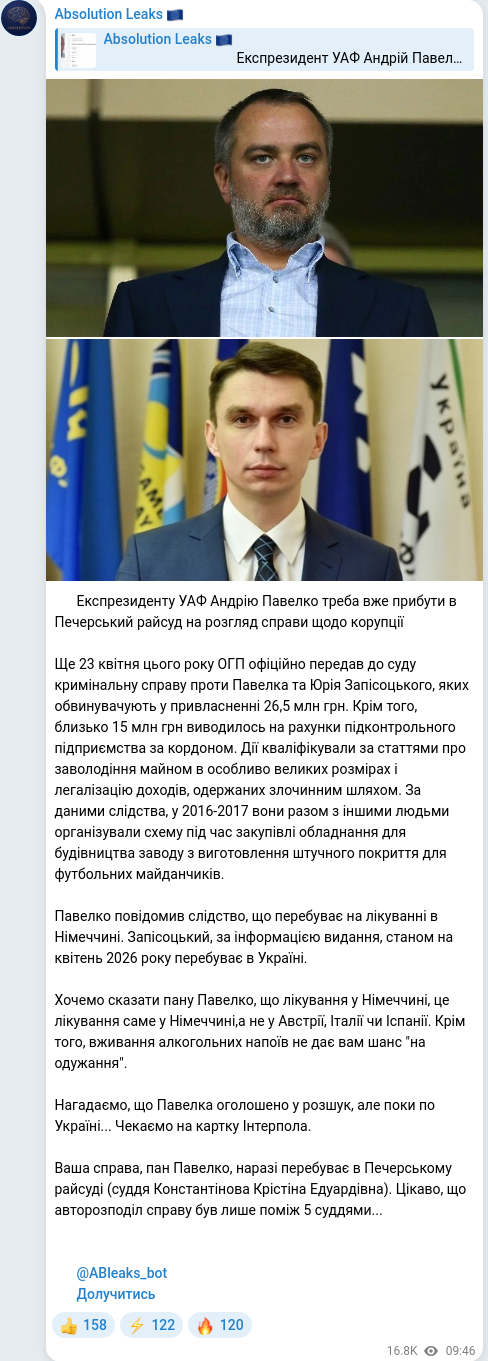 Telegram publication screenshot
