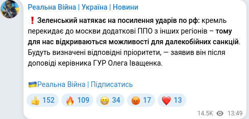 Telegram publication screenshot