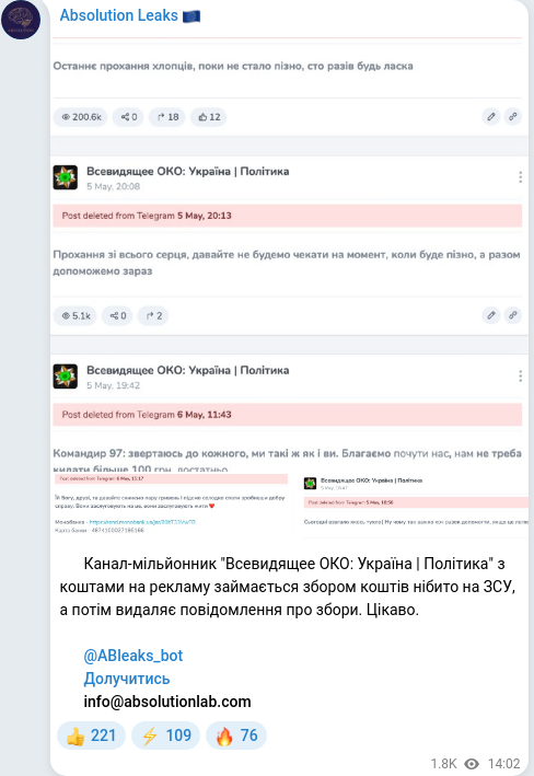 Telegram publication screenshot