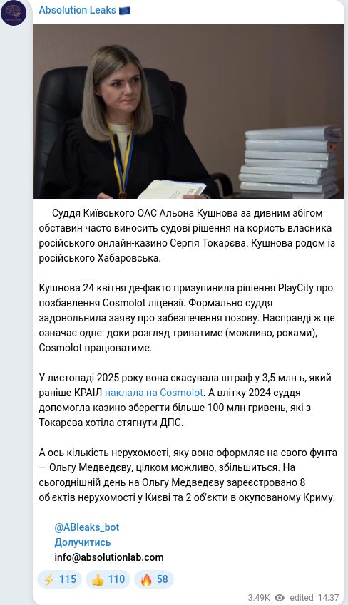 Telegram publication screenshot