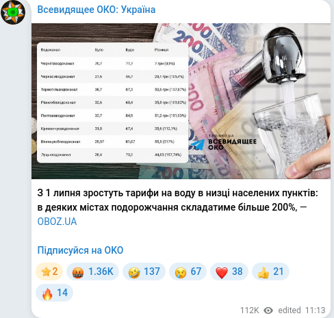 Telegram publication screenshot