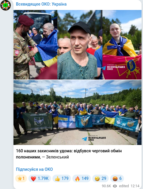 Telegram publication screenshot