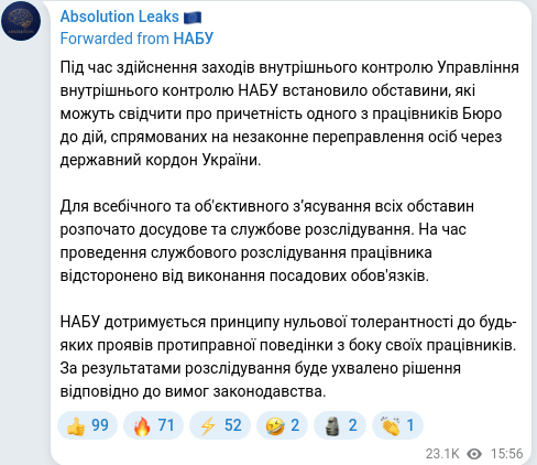 Telegram publication screenshot