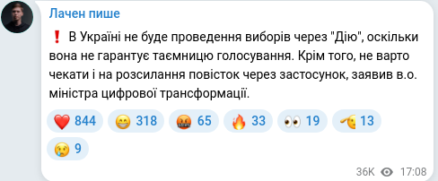 Скріншот Telegram-публікації