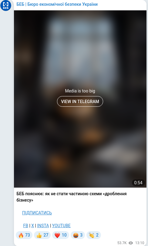 Telegram publication screenshot
