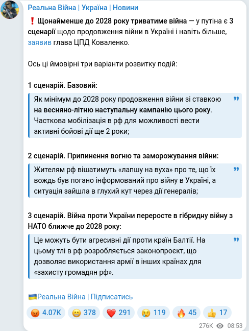 Telegram publication screenshot