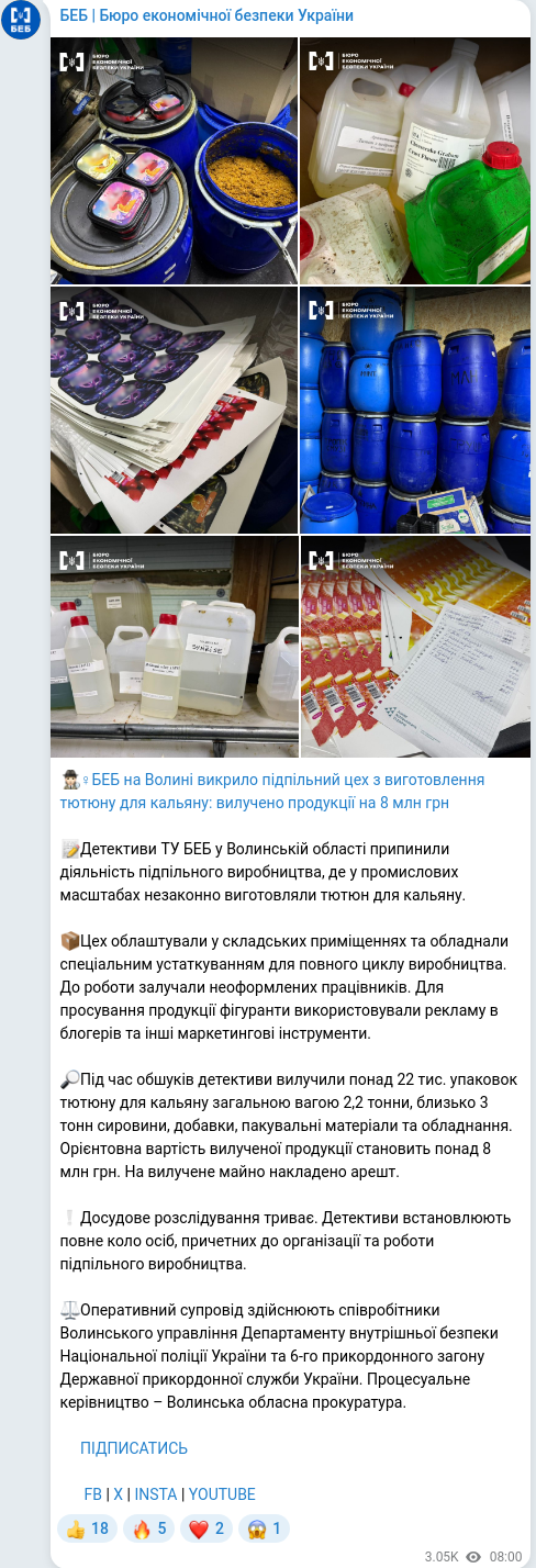 Telegram publication screenshot
