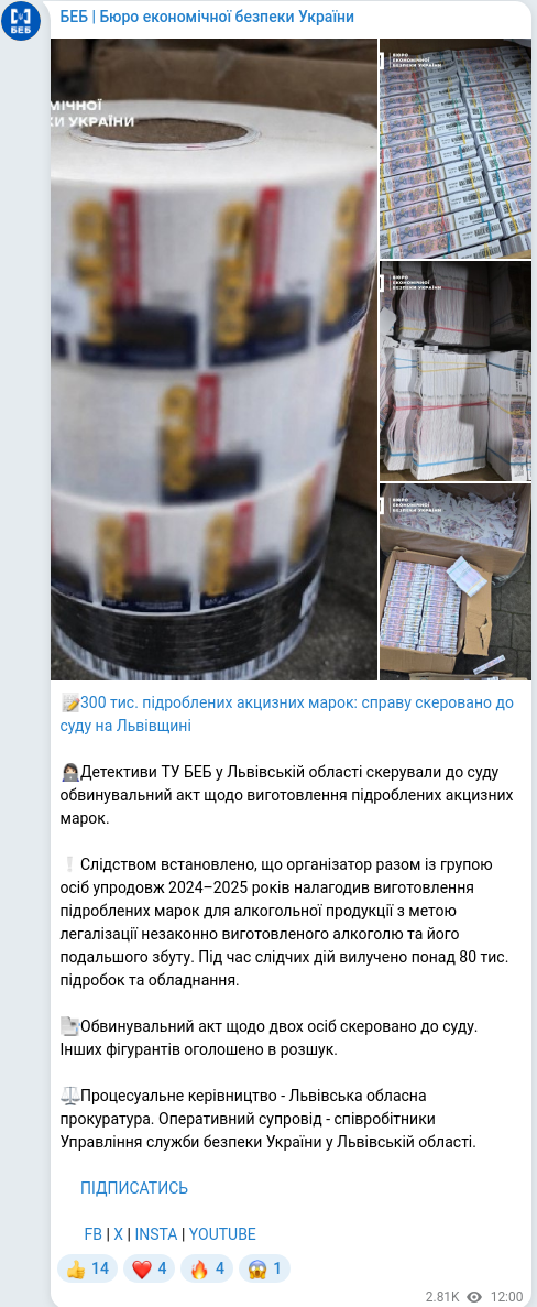 Telegram publication screenshot