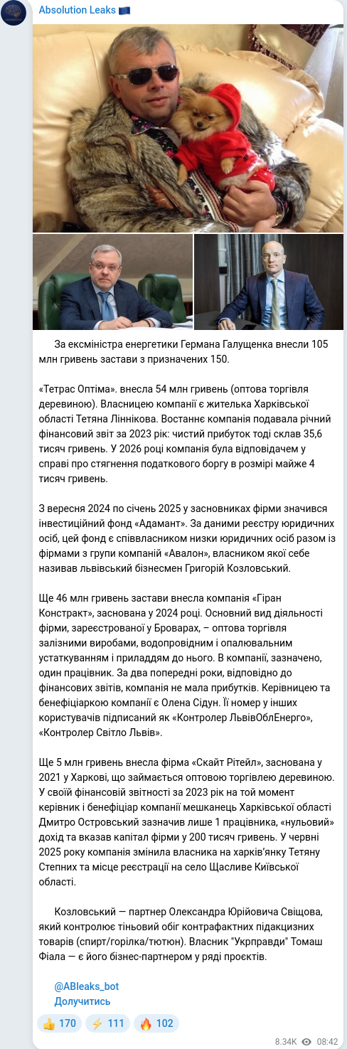 Telegram publication screenshot