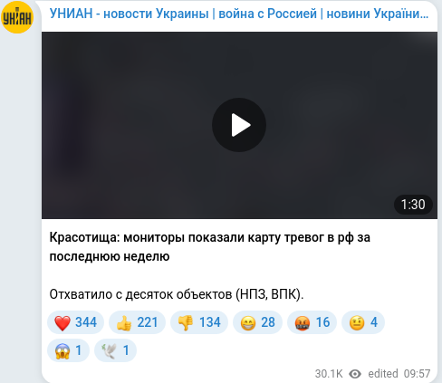 Telegram publication screenshot