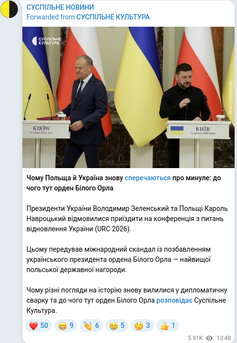 Telegram publication screenshot
