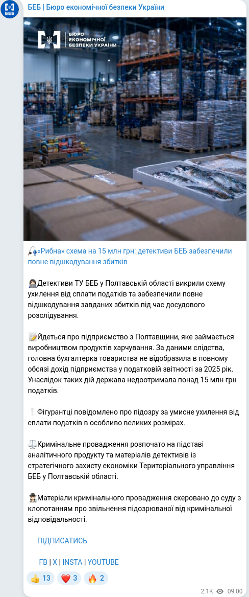 Telegram publication screenshot