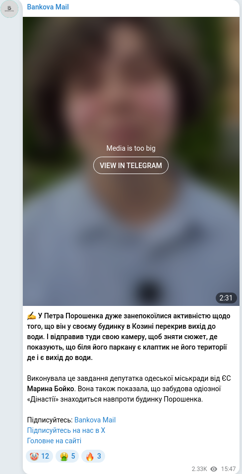 Telegram publication screenshot