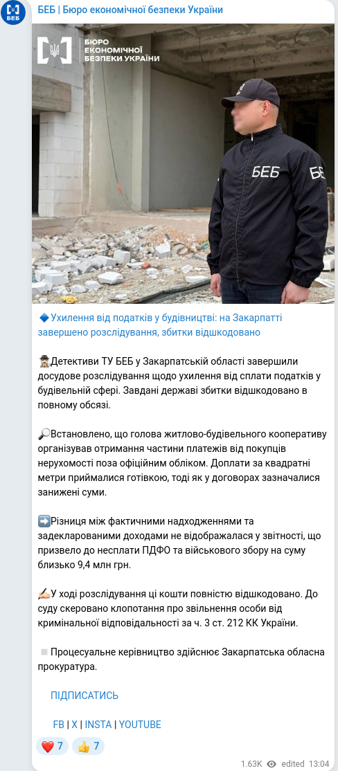 Telegram publication screenshot
