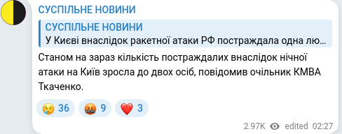 Telegram publication screenshot