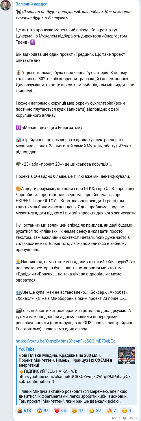 Telegram publication screenshot
