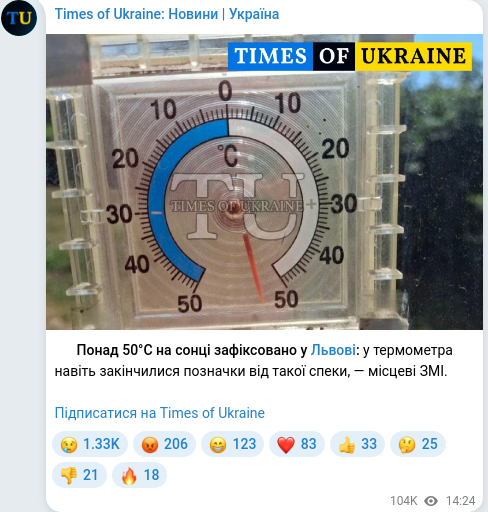 Telegram publication screenshot