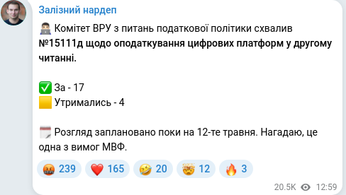 Telegram publication screenshot