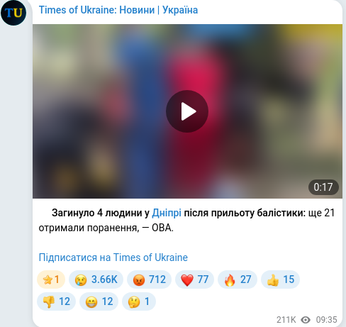 Telegram publication screenshot