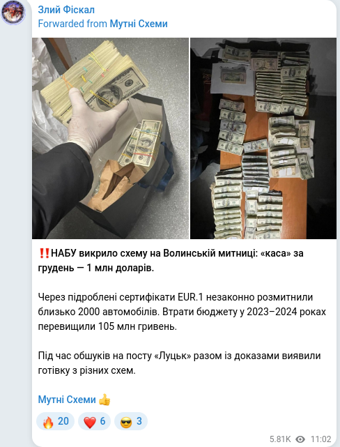 Telegram publication screenshot