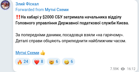 Telegram publication screenshot