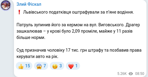 Telegram publication screenshot