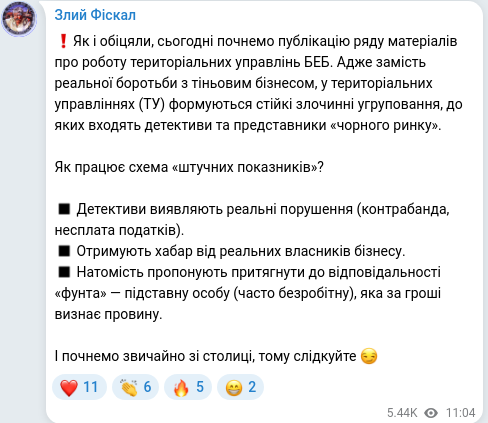 Telegram publication screenshot