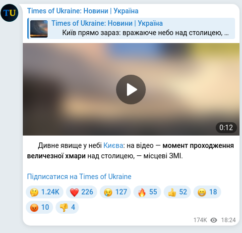Telegram publication screenshot