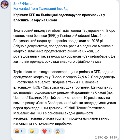 Telegram publication screenshot