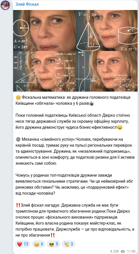 Telegram publication screenshot