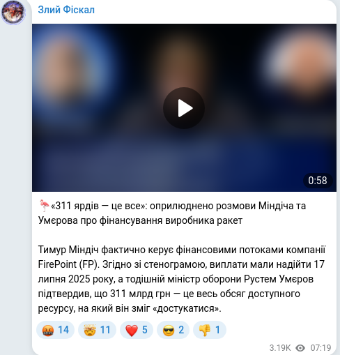 Telegram publication screenshot