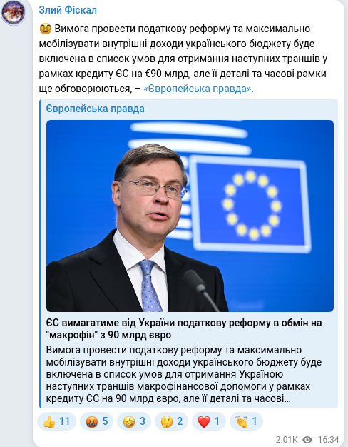 Telegram publication screenshot