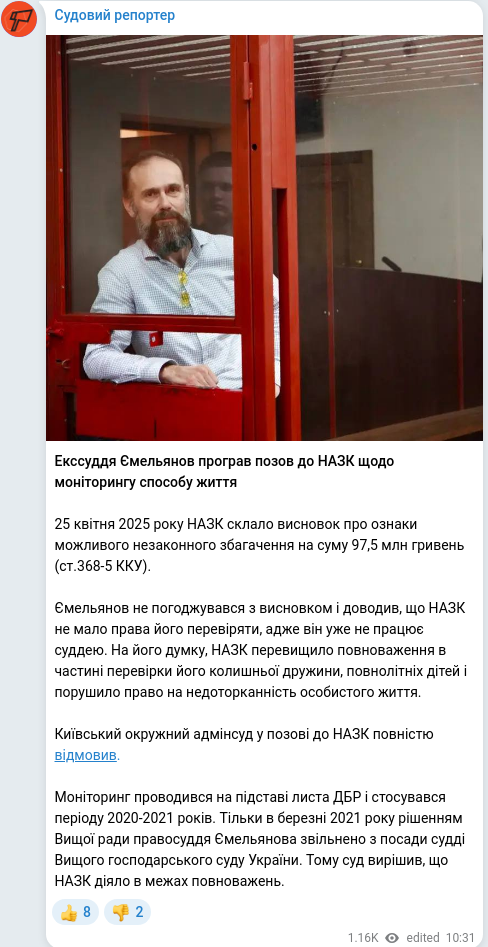 Telegram publication screenshot