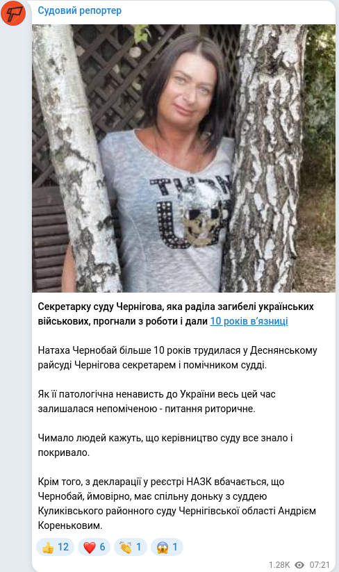 Telegram publication screenshot