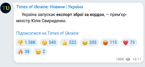 Скріншот Telegram-публікації