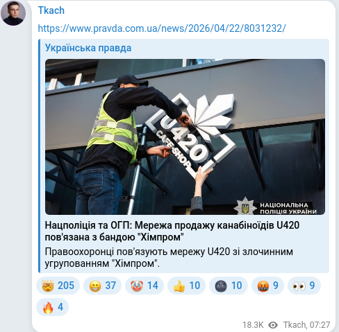 Telegram publication screenshot