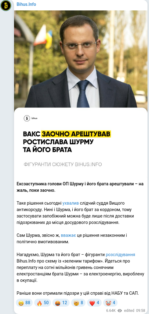 Telegram publication screenshot