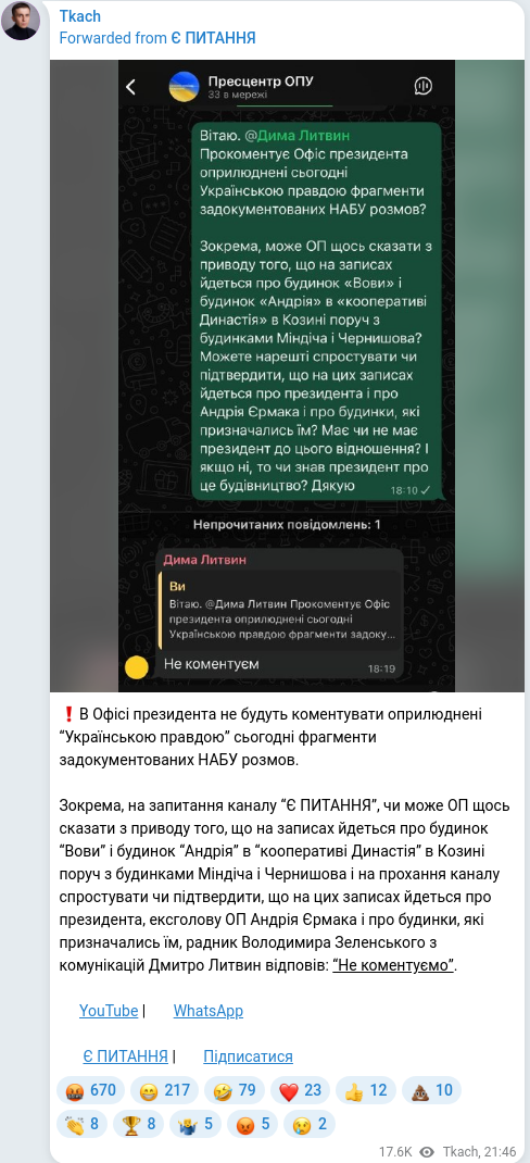 Telegram publication screenshot