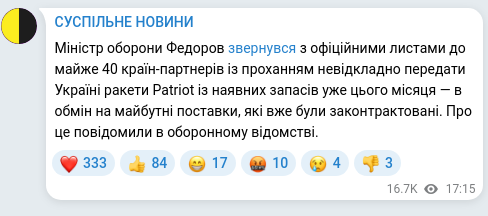 Telegram publication screenshot