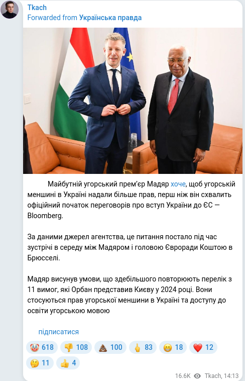 Telegram publication screenshot